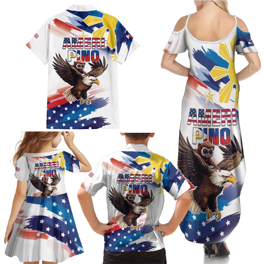 Filipino American History Month Family Matching Summer Maxi Dress and Hawaiian Shirt Bald Eagle Tarsier Together LT05 - Wonder Print Shop