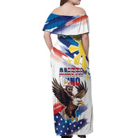 Filipino American History Month Off Shoulder Maxi Dress Bald Eagle Tarsier Together LT05 - Wonder Print Shop