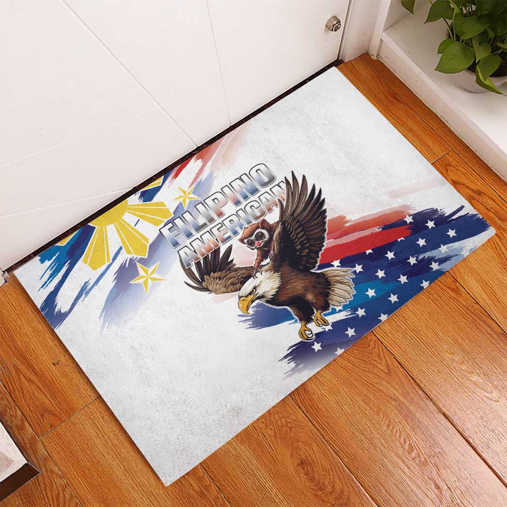 Filipino American History Month Rubber Doormat Bald Eagle Tarsier Together LT05 - Wonder Print Shop