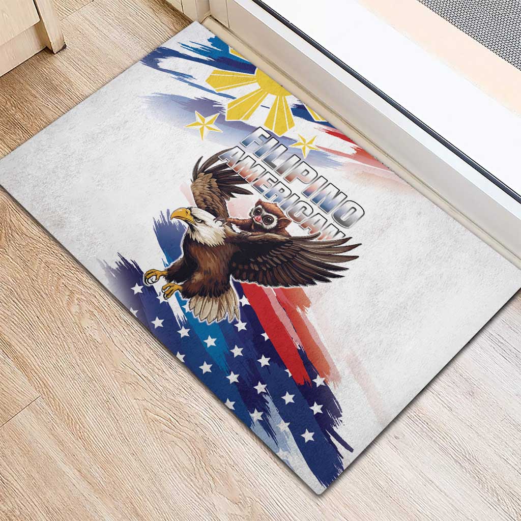 Filipino American History Month Rubber Doormat Bald Eagle Tarsier Together LT05 - Wonder Print Shop