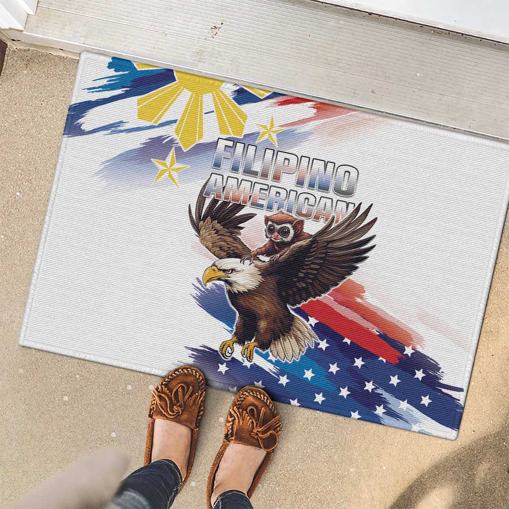 Filipino American History Month Rubber Doormat Bald Eagle Tarsier Together LT05 - Wonder Print Shop