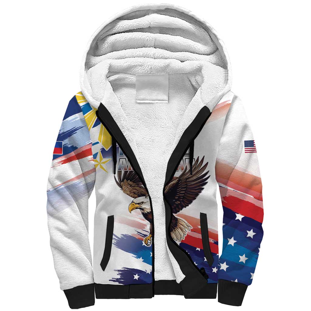 Filipino American History Month Sherpa Hoodie Bald Eagle Tarsier Together LT05 - Wonder Print Shop