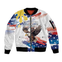 Filipino American History Month Sleeve Zip Bomber Jacket Bald Eagle Tarsier Together LT05 - Wonder Print Shop
