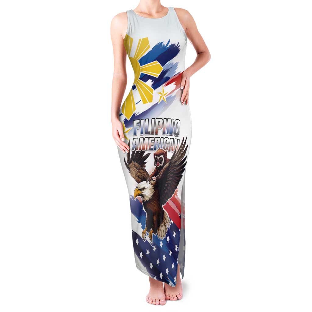 Filipino American History Month Tank Maxi Dress Bald Eagle Tarsier Together LT05 - Wonder Print Shop