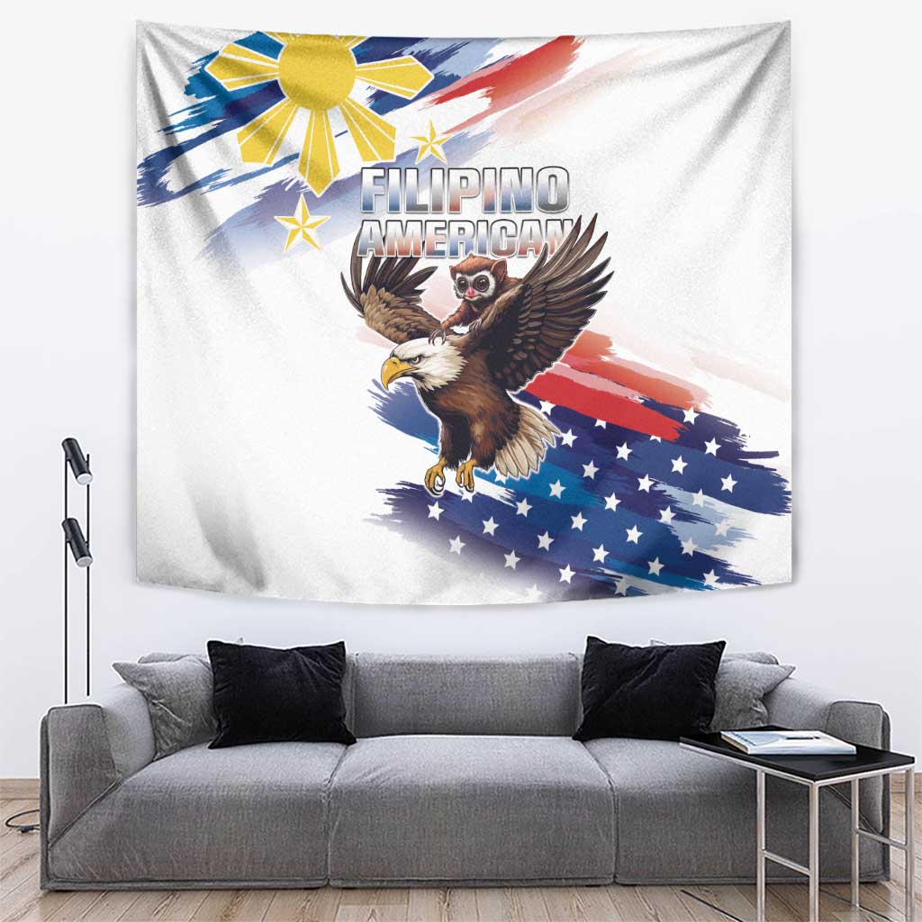 Filipino American History Month Tapestry Bald Eagle Tarsier Together LT05 - Wonder Print Shop