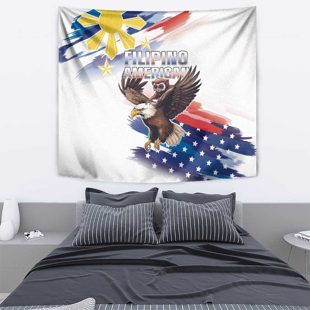 Filipino American History Month Tapestry Bald Eagle Tarsier Together LT05 - Wonder Print Shop