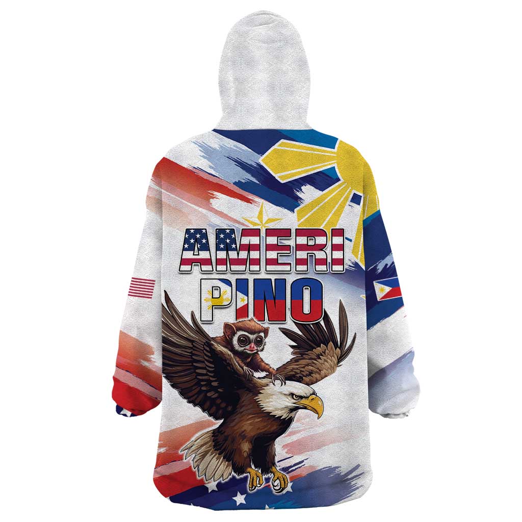 Filipino American History Month Wearable Blanket Hoodie Bald Eagle Tarsier Together LT05 - Wonder Print Shop