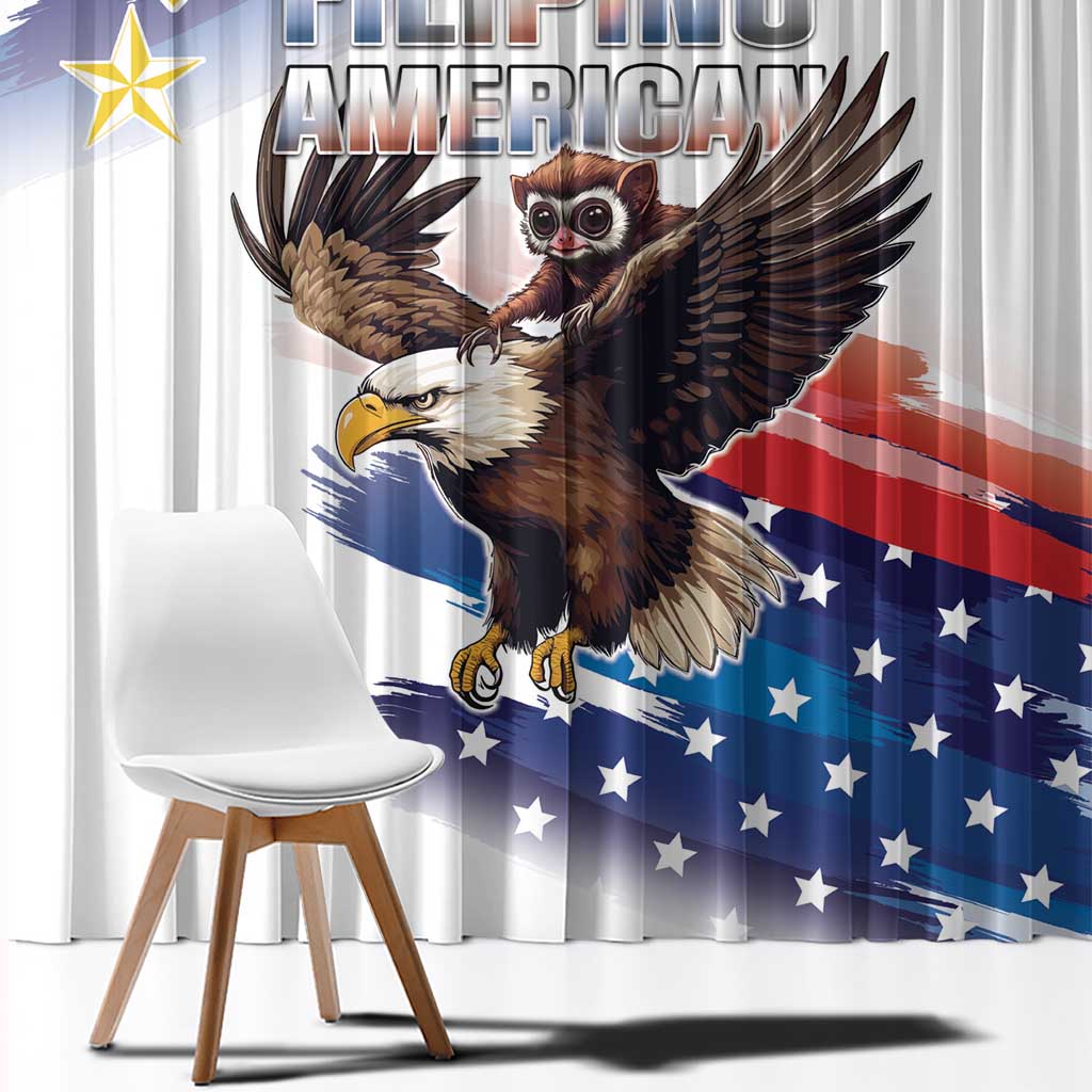 Filipino American History Month Window Curtain Bald Eagle Tarsier Together LT05 - Wonder Print Shop