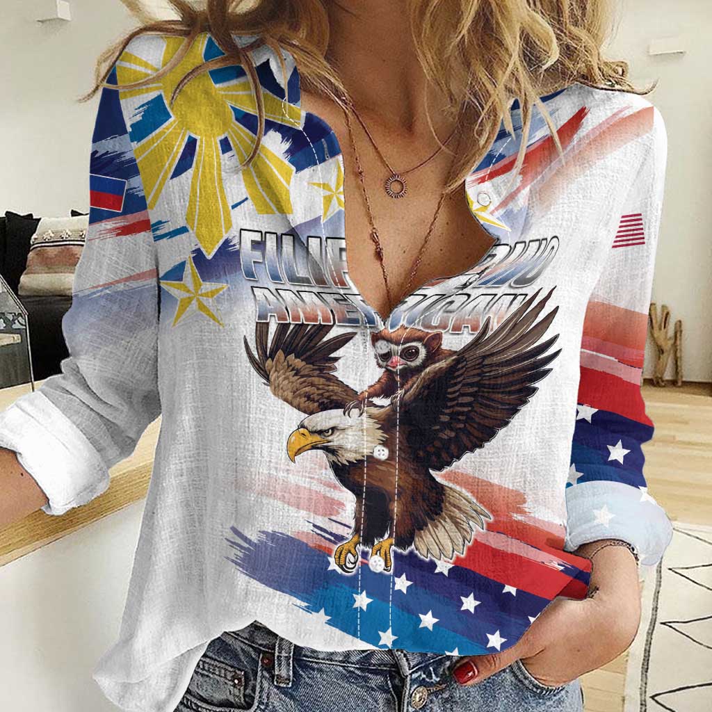 Filipino American History Month Women Casual Shirt Bald Eagle Tarsier Together LT05 - Wonder Print Shop