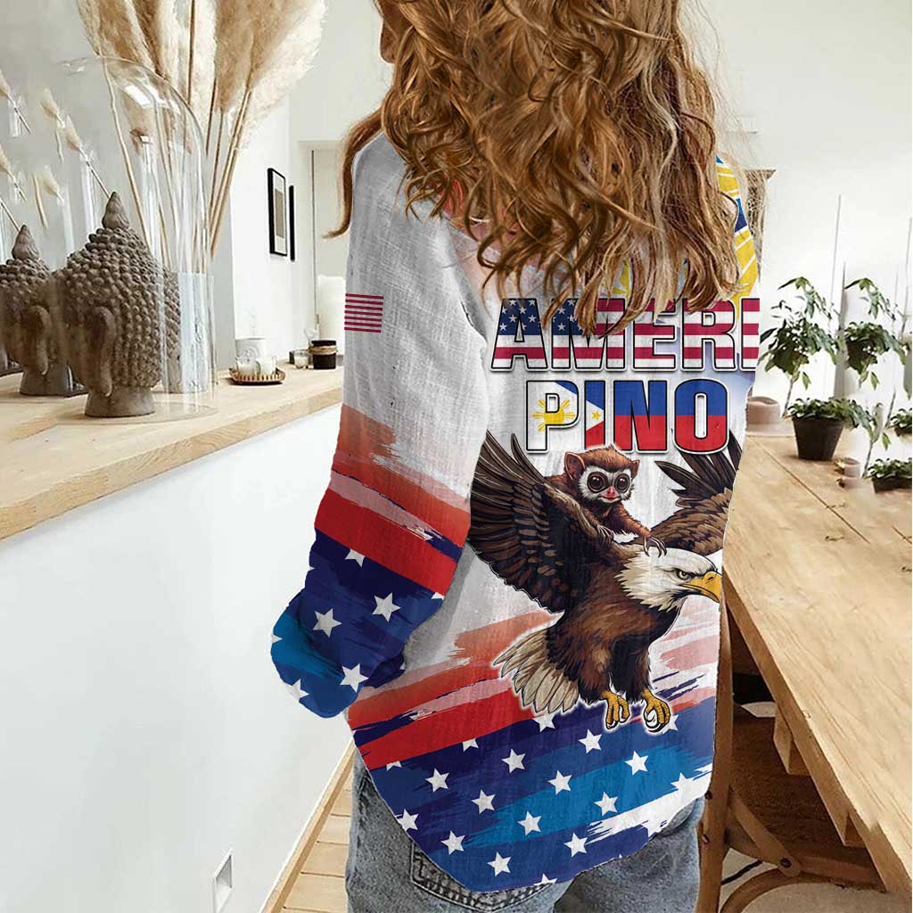 Filipino American History Month Women Casual Shirt Bald Eagle Tarsier Together LT05 - Wonder Print Shop