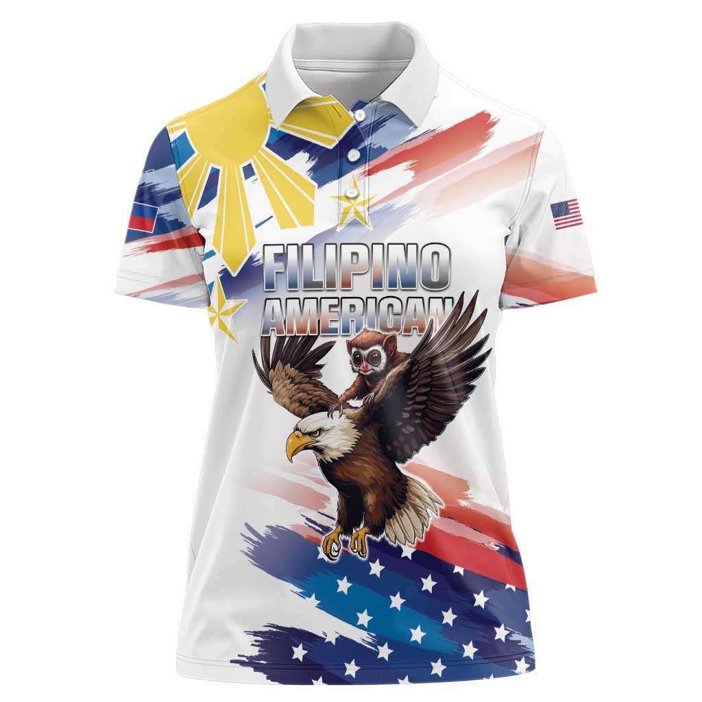 Filipino American History Month Women Polo Shirt Bald Eagle Tarsier Together LT05 - Wonder Print Shop