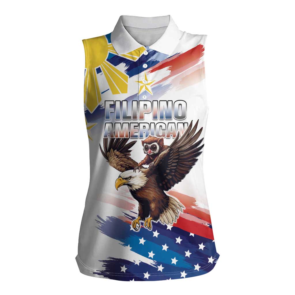 Filipino American History Month Women Sleeveless Polo Shirt Bald Eagle Tarsier Together LT05 - Wonder Print Shop