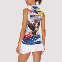 Filipino American History Month Women Sleeveless Polo Shirt Bald Eagle Tarsier Together LT05 - Wonder Print Shop