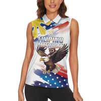 Filipino American History Month Women Sleeveless Polo Shirt Bald Eagle Tarsier Together LT05 - Wonder Print Shop