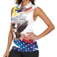 Filipino American History Month Women Sleeveless Polo Shirt Bald Eagle Tarsier Together LT05 - Wonder Print Shop