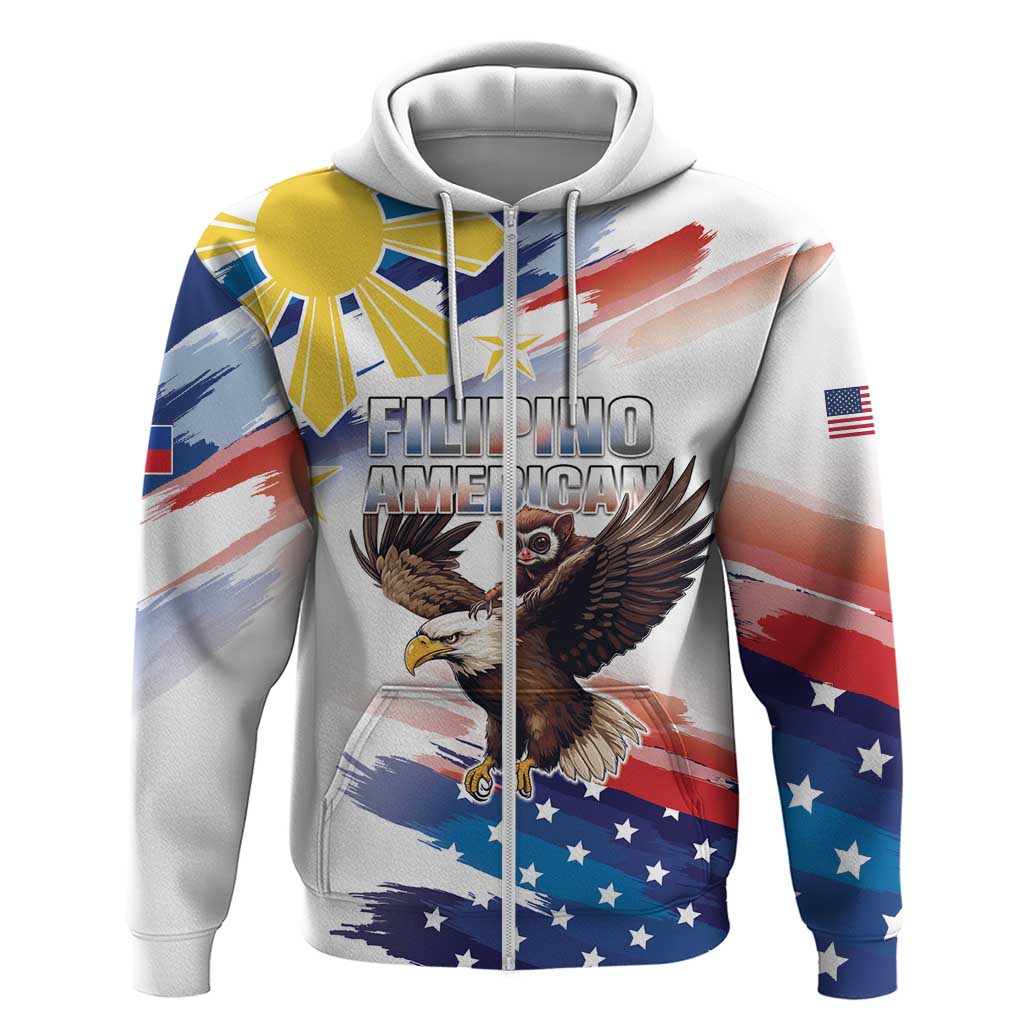 Filipino American History Month Zip Hoodie Bald Eagle Tarsier Together LT05 - Wonder Print Shop