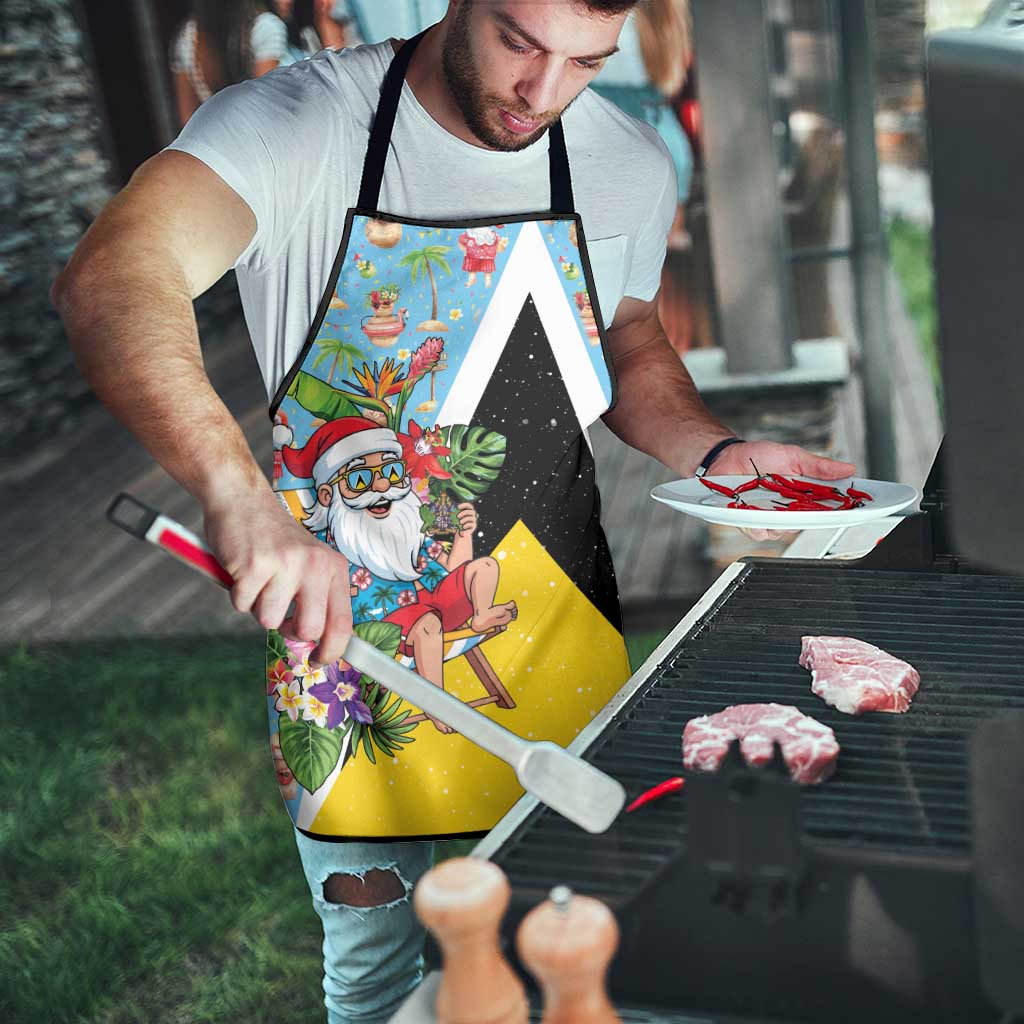 Saint Lucia Christmas Apron Tropical Santa Claus - Wonder Print Shop