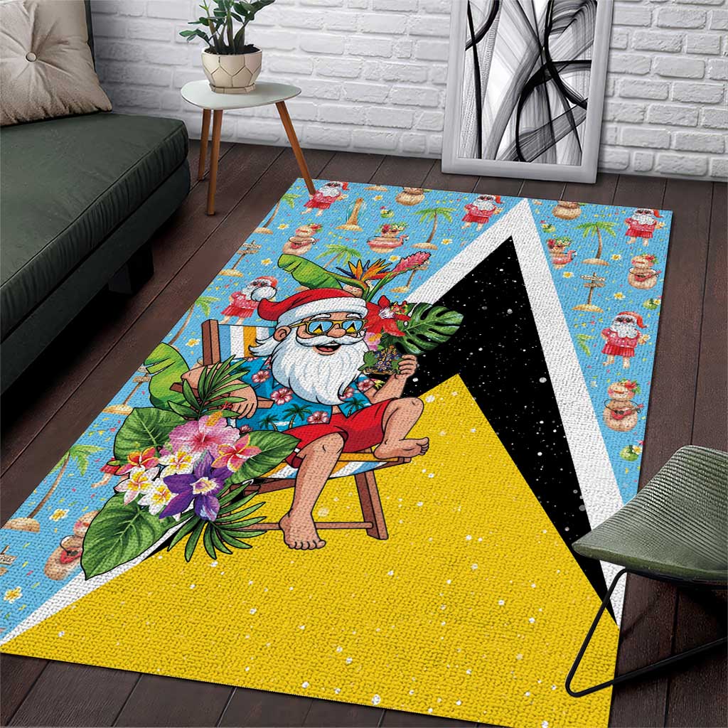 Saint Lucia Christmas Area Rug Tropical Santa Claus - Wonder Print Shop