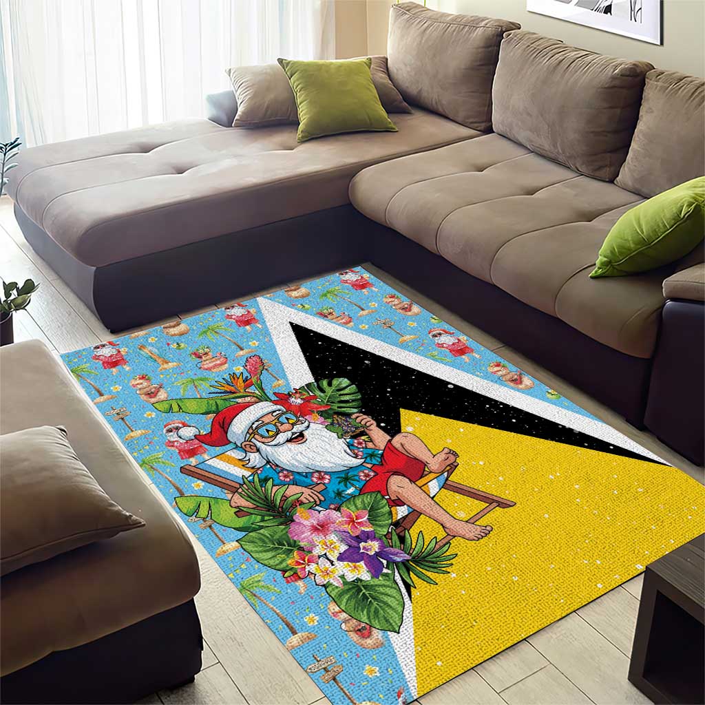 Saint Lucia Christmas Area Rug Tropical Santa Claus - Wonder Print Shop