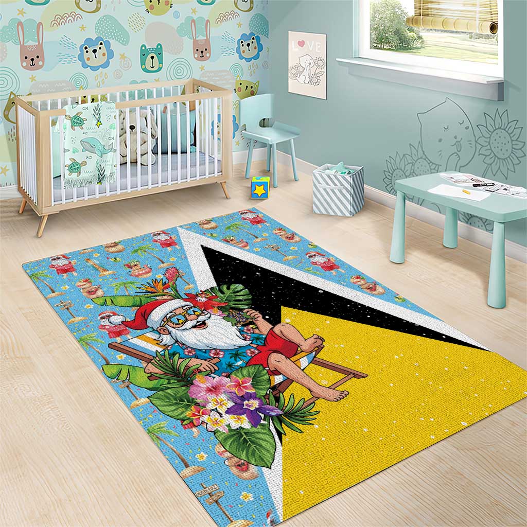 Saint Lucia Christmas Area Rug Tropical Santa Claus - Wonder Print Shop