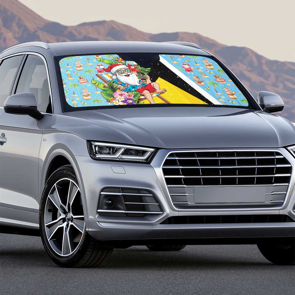 Saint Lucia Christmas Auto Sun Shade Tropical Santa Claus - Wonder Print Shop