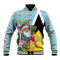 Saint Lucia Christmas Baseball Jacket Tropical Santa Claus - Wonder Print Shop