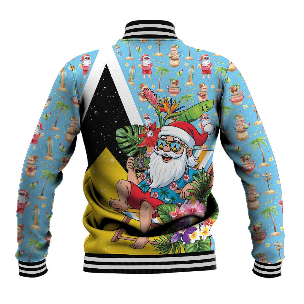 Saint Lucia Christmas Baseball Jacket Tropical Santa Claus - Wonder Print Shop
