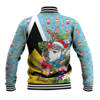 Saint Lucia Christmas Baseball Jacket Tropical Santa Claus - Wonder Print Shop