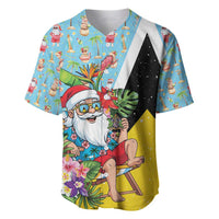 Saint Lucia Christmas Baseball Jersey Tropical Santa Claus - Wonder Print Shop