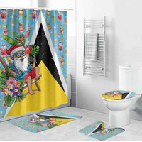 Saint Lucia Christmas Bathroom Set Tropical Santa Claus - Wonder Print Shop