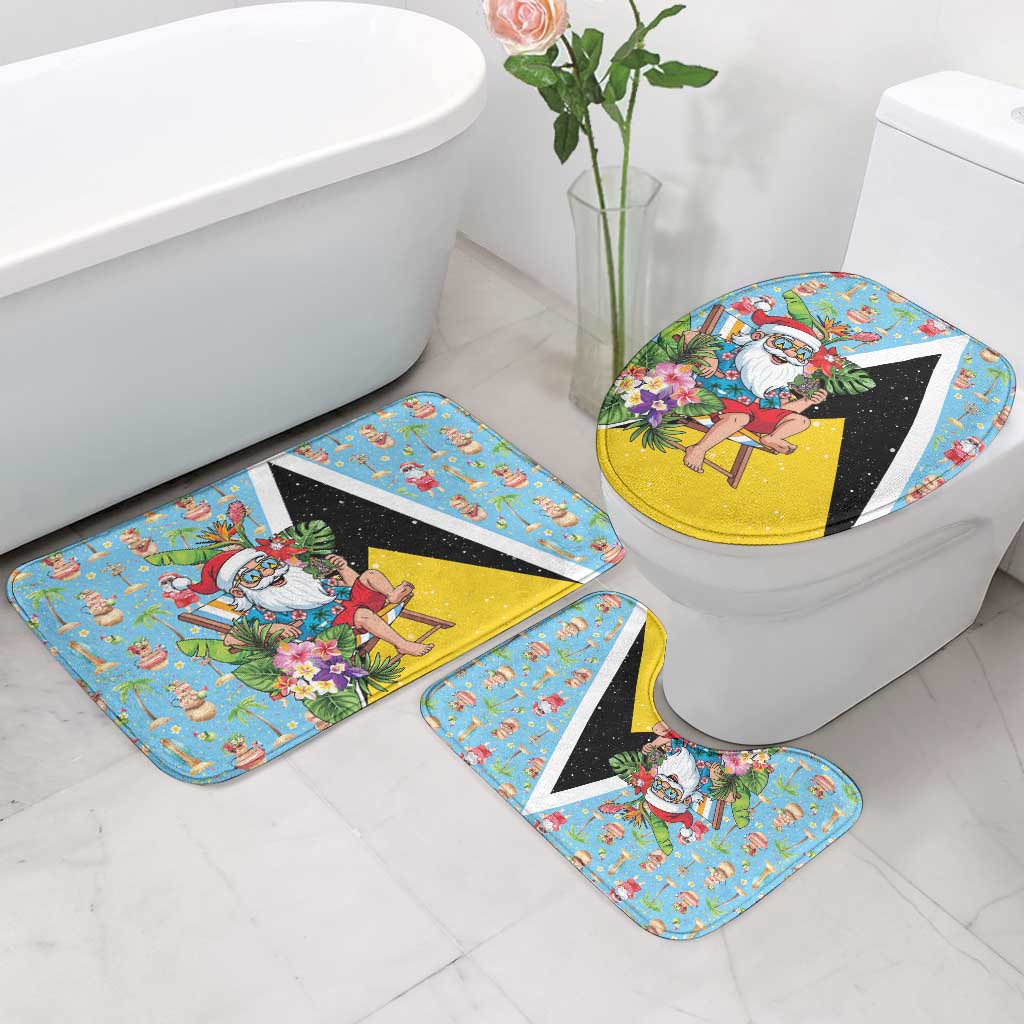 Saint Lucia Christmas Bathroom Set Tropical Santa Claus - Wonder Print Shop