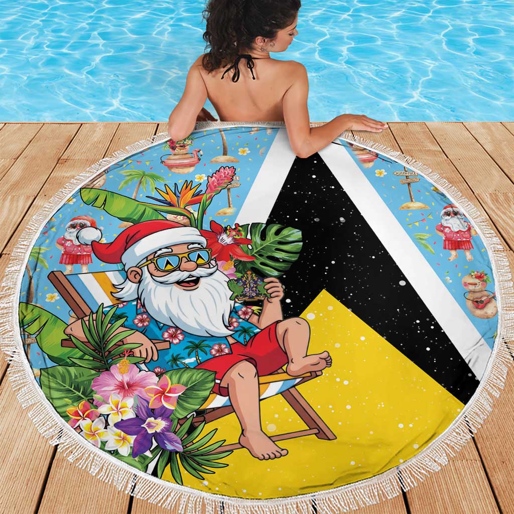 Saint Lucia Christmas Beach Blanket Tropical Santa Claus - Wonder Print Shop