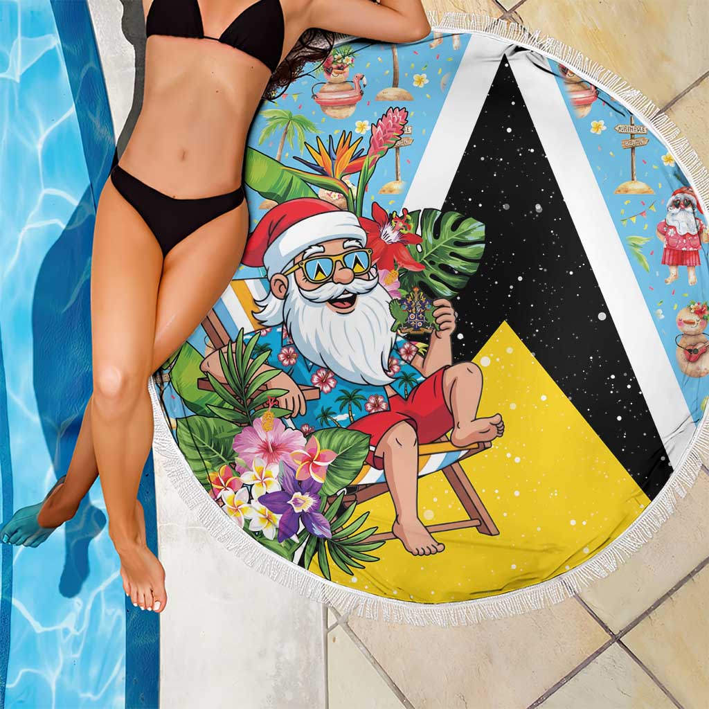 Saint Lucia Christmas Beach Blanket Tropical Santa Claus - Wonder Print Shop