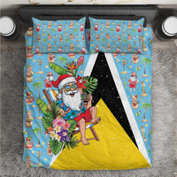 Saint Lucia Christmas Bedding Set Tropical Santa Claus - Wonder Print Shop