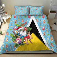 Saint Lucia Christmas Bedding Set Tropical Santa Claus - Wonder Print Shop