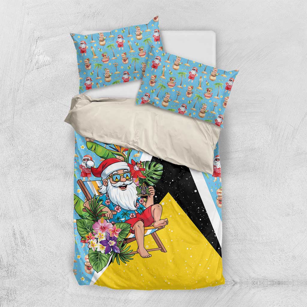 Saint Lucia Christmas Bedding Set Tropical Santa Claus - Wonder Print Shop