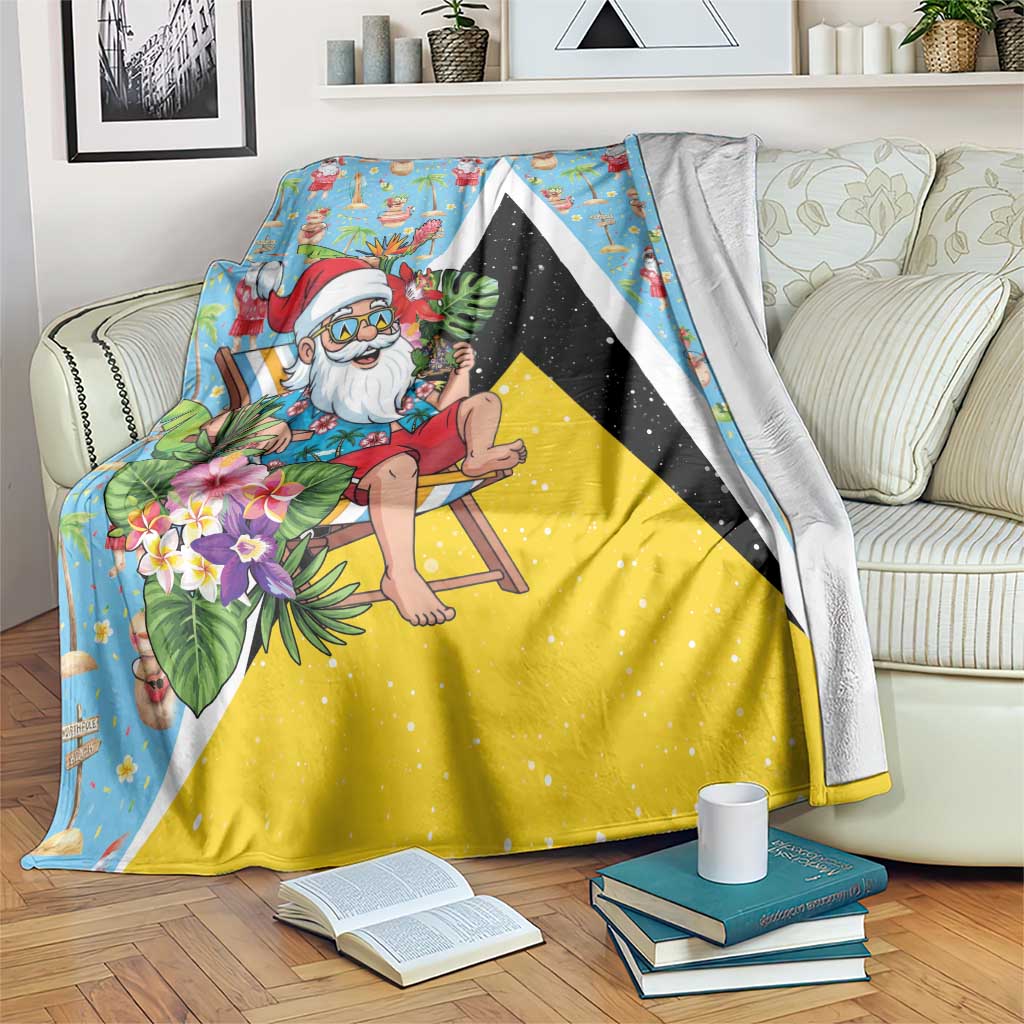 Saint Lucia Christmas Blanket Tropical Santa Claus - Wonder Print Shop
