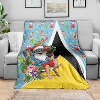 Saint Lucia Christmas Blanket Tropical Santa Claus - Wonder Print Shop