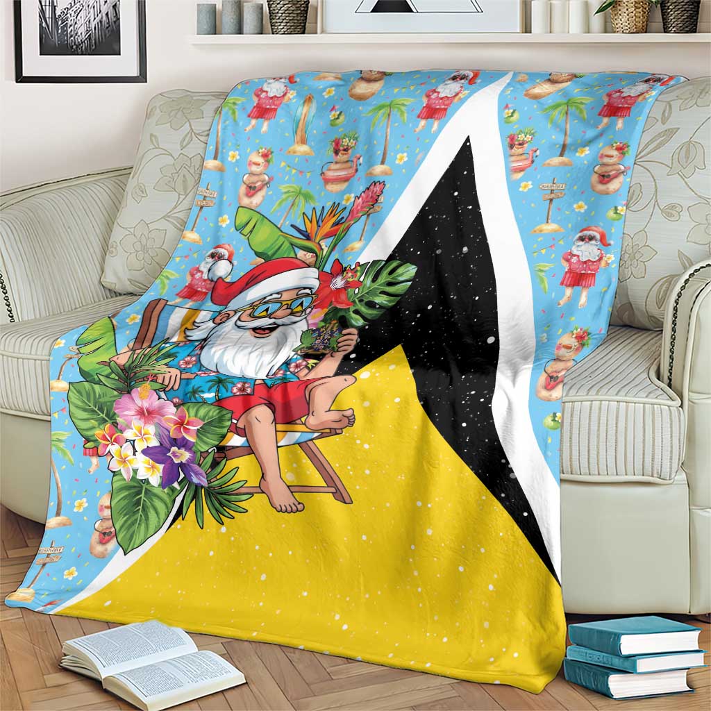 Saint Lucia Christmas Blanket Tropical Santa Claus - Wonder Print Shop