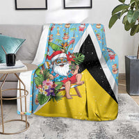 Saint Lucia Christmas Blanket Tropical Santa Claus - Wonder Print Shop