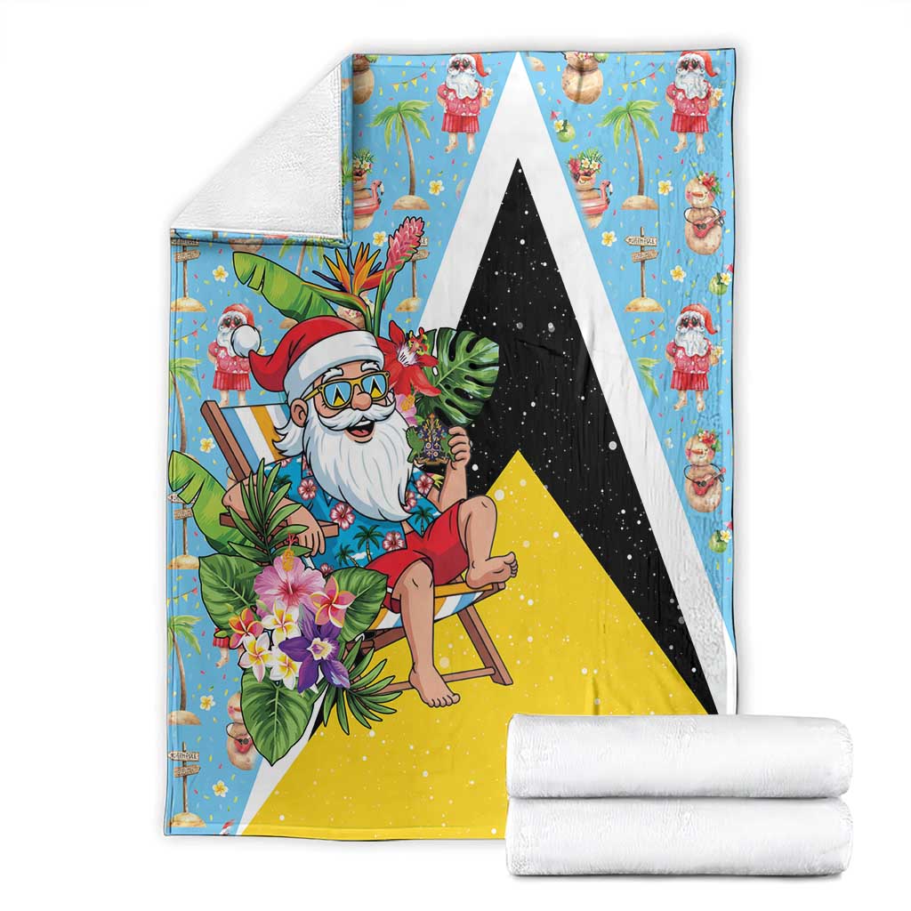 Saint Lucia Christmas Blanket Tropical Santa Claus - Wonder Print Shop