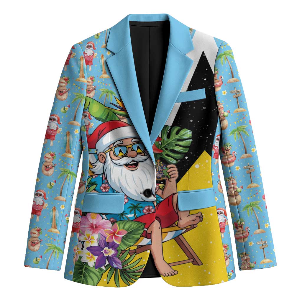 Saint Lucia Christmas Blazer Tropical Santa Claus - Wonder Print Shop