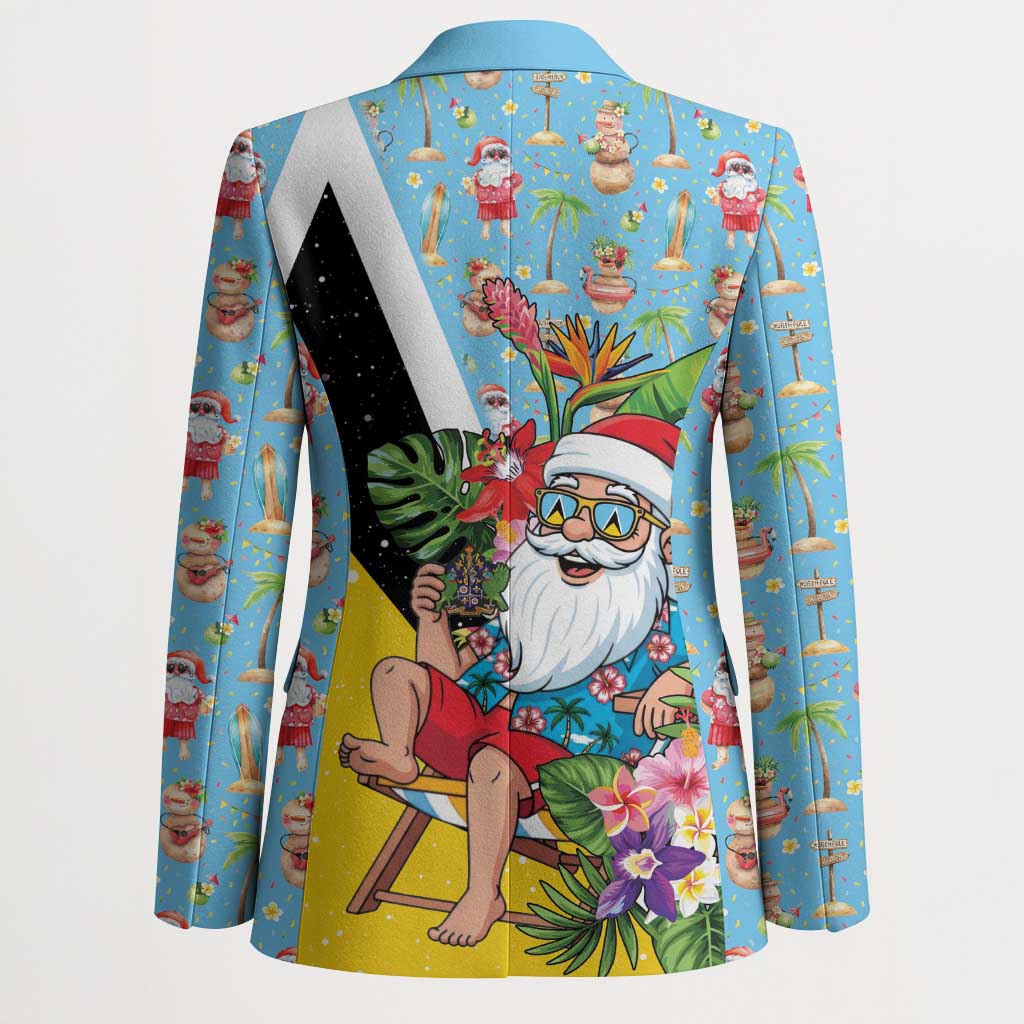 Saint Lucia Christmas Blazer Tropical Santa Claus - Wonder Print Shop