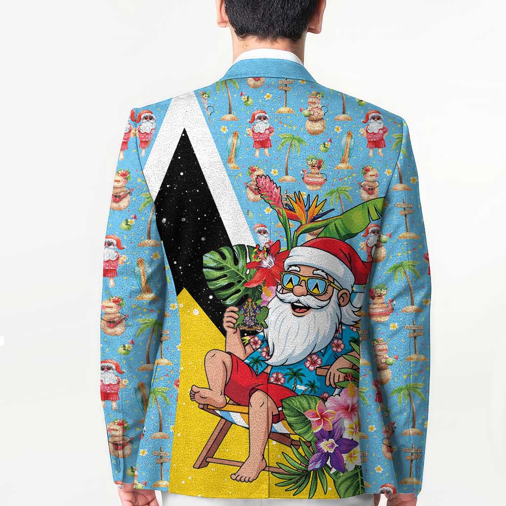 Saint Lucia Christmas Blazer Tropical Santa Claus - Wonder Print Shop