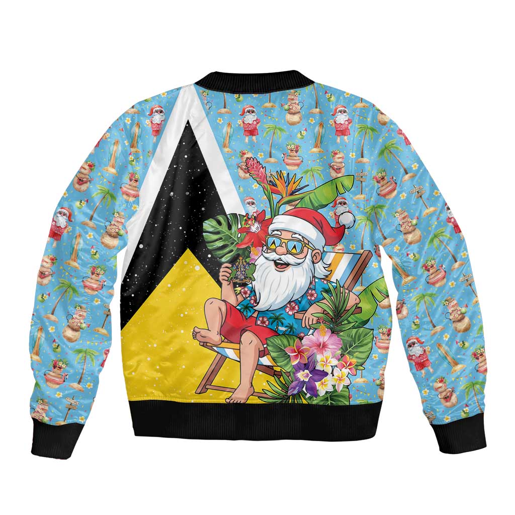 Saint Lucia Christmas Bomber Jacket Tropical Santa Claus - Wonder Print Shop