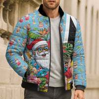 Saint Lucia Christmas Bomber Puffer Jacket Tropical Santa Claus - Wonder Print Shop