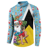 Saint Lucia Christmas Button Sweatshirt Tropical Santa Claus - Wonder Print Shop