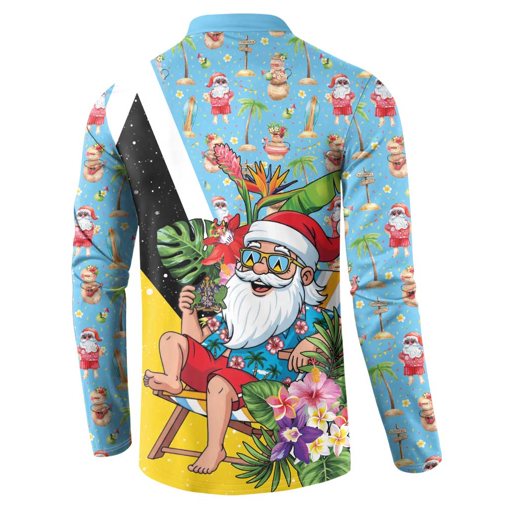 Saint Lucia Christmas Button Sweatshirt Tropical Santa Claus - Wonder Print Shop