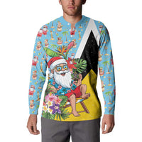 Saint Lucia Christmas Button Sweatshirt Tropical Santa Claus - Wonder Print Shop