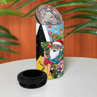Saint Lucia Christmas 4 in 1 Can Cooler Tumbler Tropical Santa Claus - Wonder Print Shop